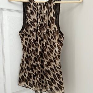 Ann Taylor Asymmetrical Sleeveless Tank Top in Brown and Black
